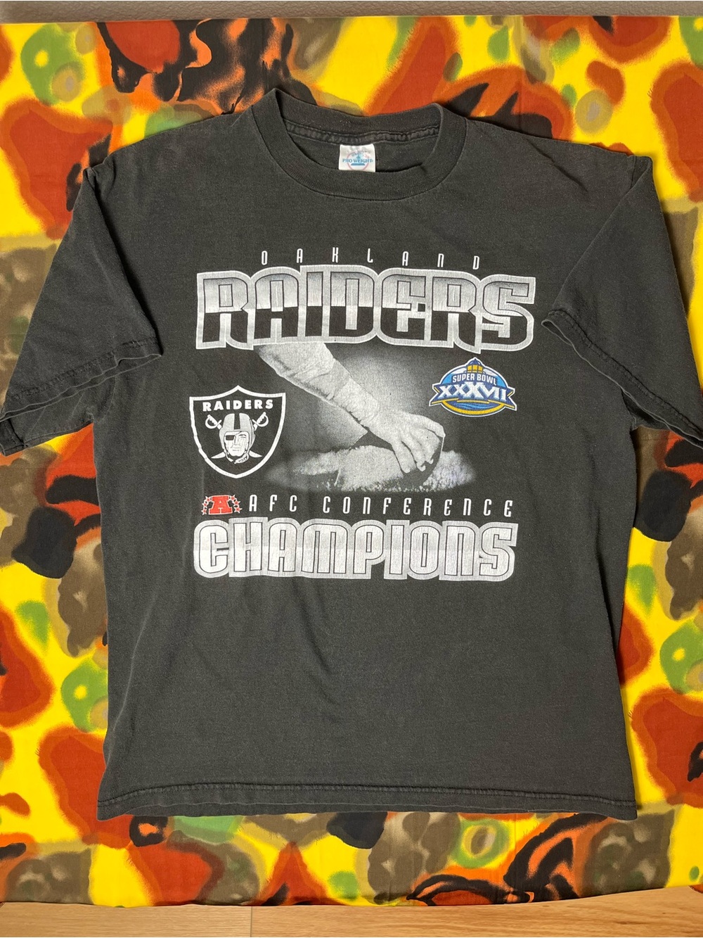 VTG OAKLAND RAIDERS THRASHED AFC CONFERENCE CHAMPIONS MENS TEE SHIRT LARGE